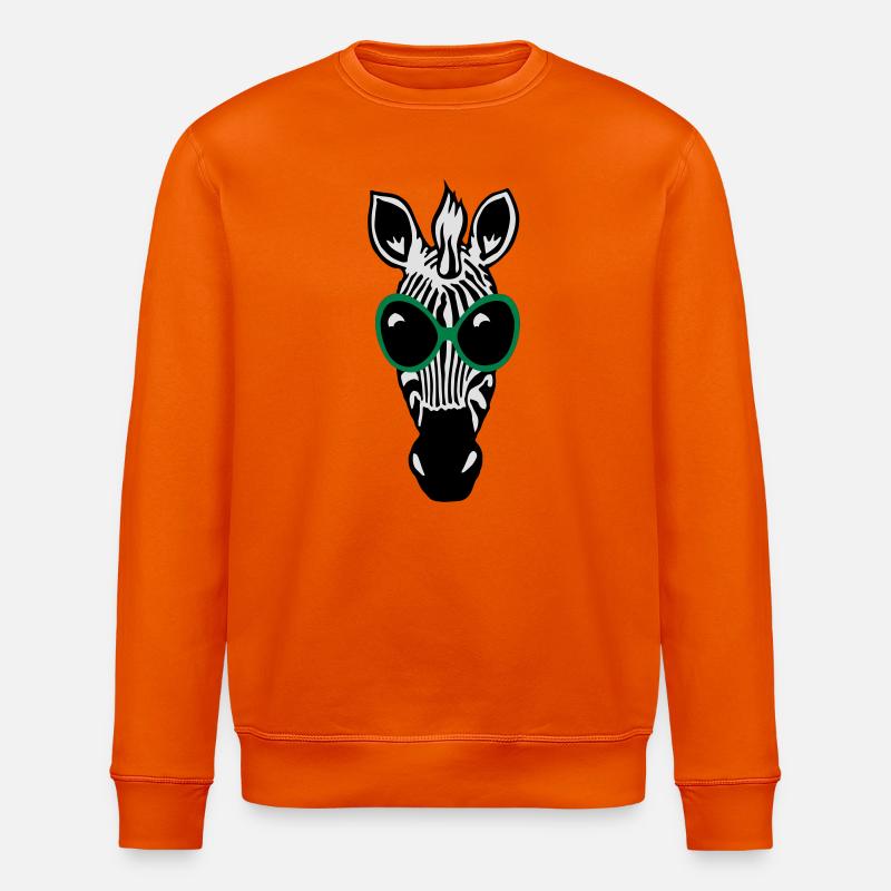 Zebra with sunglasses - Stanley/Stella ROLLER Unisex Organic Sweatshirt - bright orange