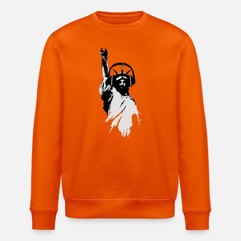 DJane Lady Liberty mit Kopfhörer - Stanley/Stella Unisex Bio-Sweatshirt ROLLER - Tieforange
