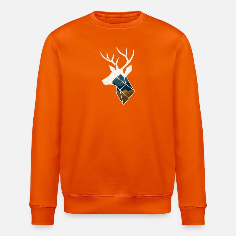 Geometrischer Hirsch mit Bergmotiv - Stanley/Stella Unisex Bio-Sweatshirt ROLLER - Tieforange