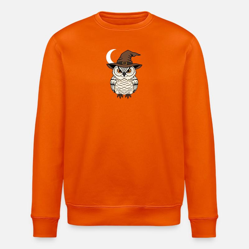 Zauberer Eule mit Hut - Stanley/Stella Unisex Bio-Sweatshirt ROLLER - Tieforange