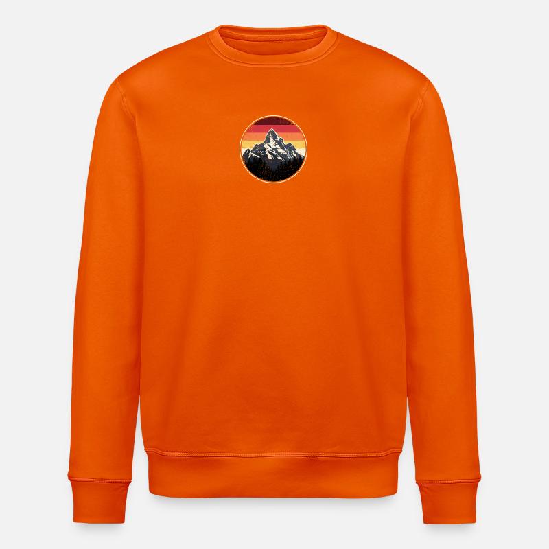 Mountain Sunset Retro Abzeichen - Stanley/Stella Unisex Bio-Sweatshirt ROLLER - Tieforange