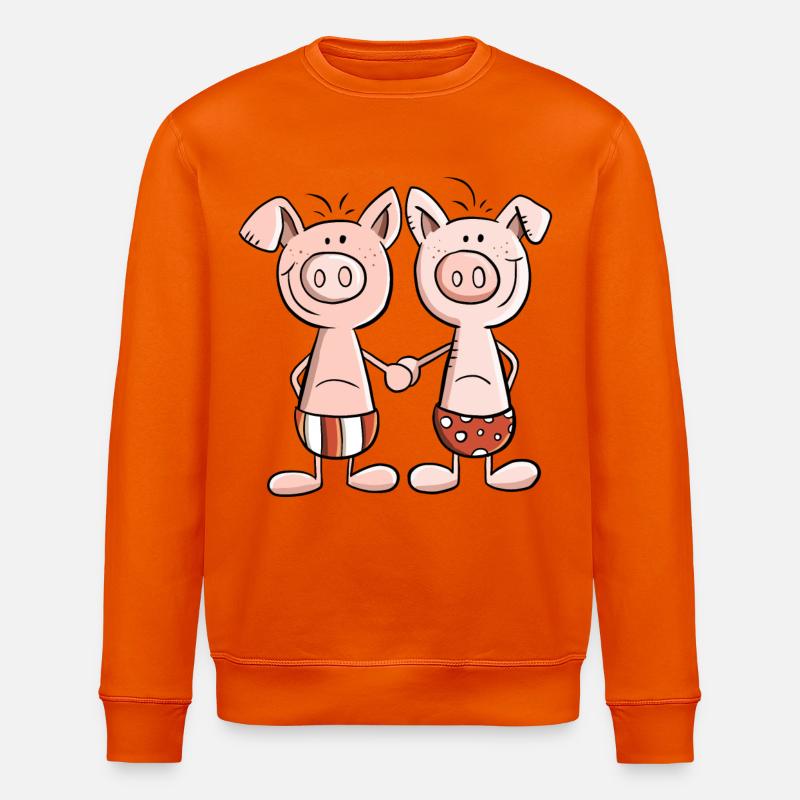 Beste Freunde Schweine Zwillinge Fun Geschenk - Stanley/Stella Unisex Bio-Sweatshirt ROLLER - Tieforange