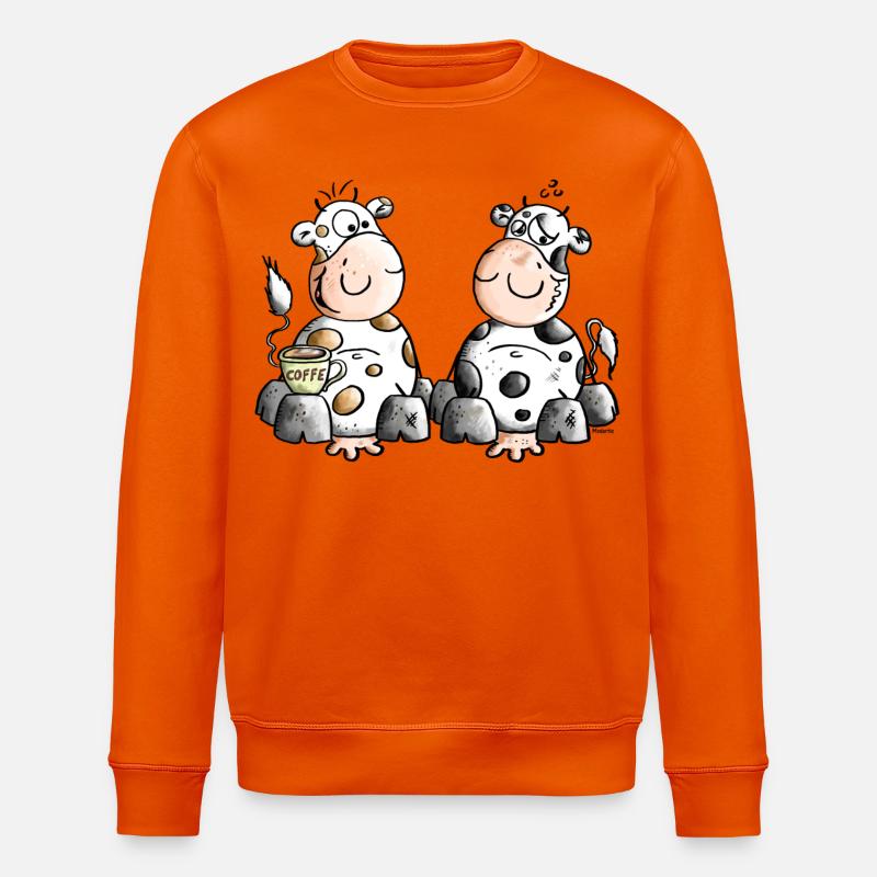 Morgenmuffel Kühe - Kaffee - Stanley/Stella Unisex Bio-Sweatshirt ROLLER - Tieforange