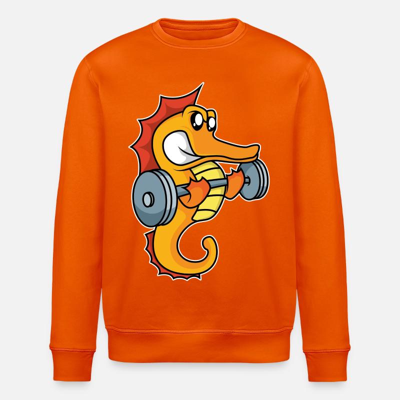 Gewichthebendes Seepferdchen - Stanley/Stella Unisex Bio-Sweatshirt ROLLER - Tieforange