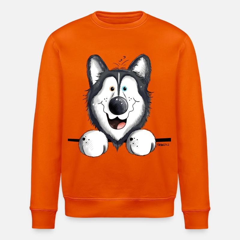 Neugieriger Husky - Stanley/Stella Unisex Bio-Sweatshirt ROLLER - Tieforange