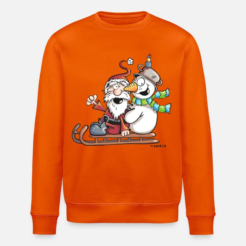 Christmas Schlittenfahrt - Weihnachtsmann - Comic - Stanley/Stella Unisex Bio-Sweatshirt ROLLER - Tieforange