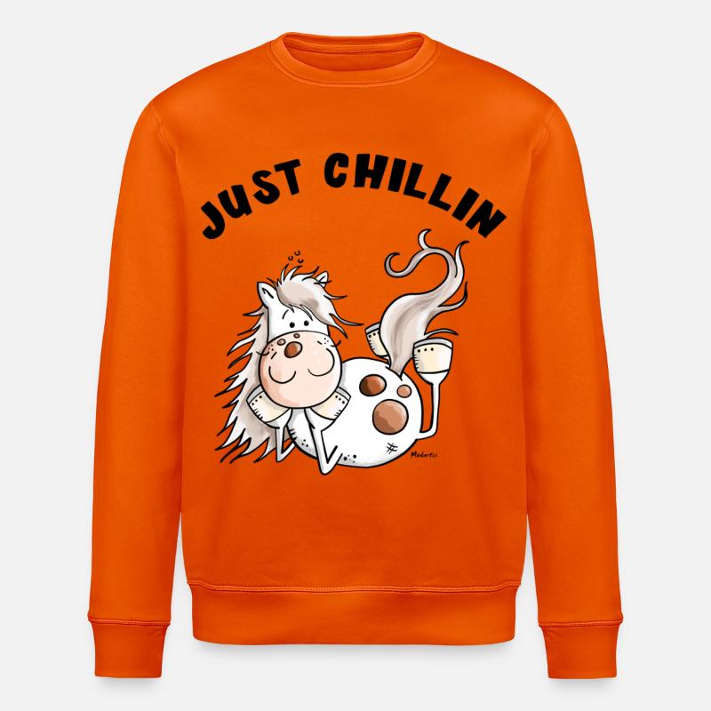 Chillendes Pferd - Comic - Pferde - Geschenk - Stanley/Stella Unisex Bio-Sweatshirt ROLLER - Tieforange