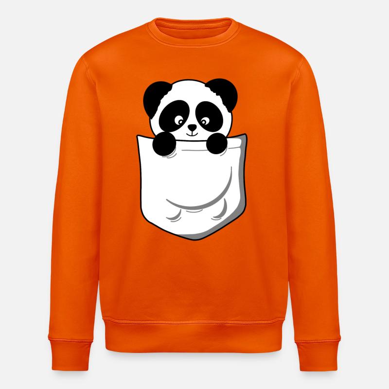 Panda Pandabär Pocket Lustig süß - Stanley/Stella Unisex Bio-Sweatshirt ROLLER - Tieforange