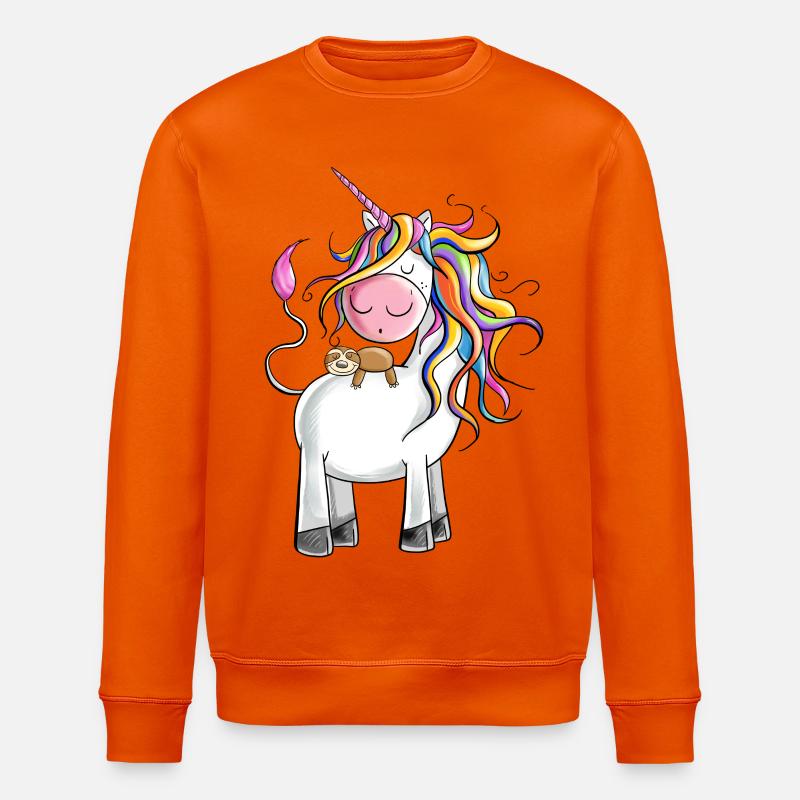 Chillendes Regenbogen Einhorn mit Faultier - Stanley/Stella Unisex Bio-Sweatshirt ROLLER - Tieforange