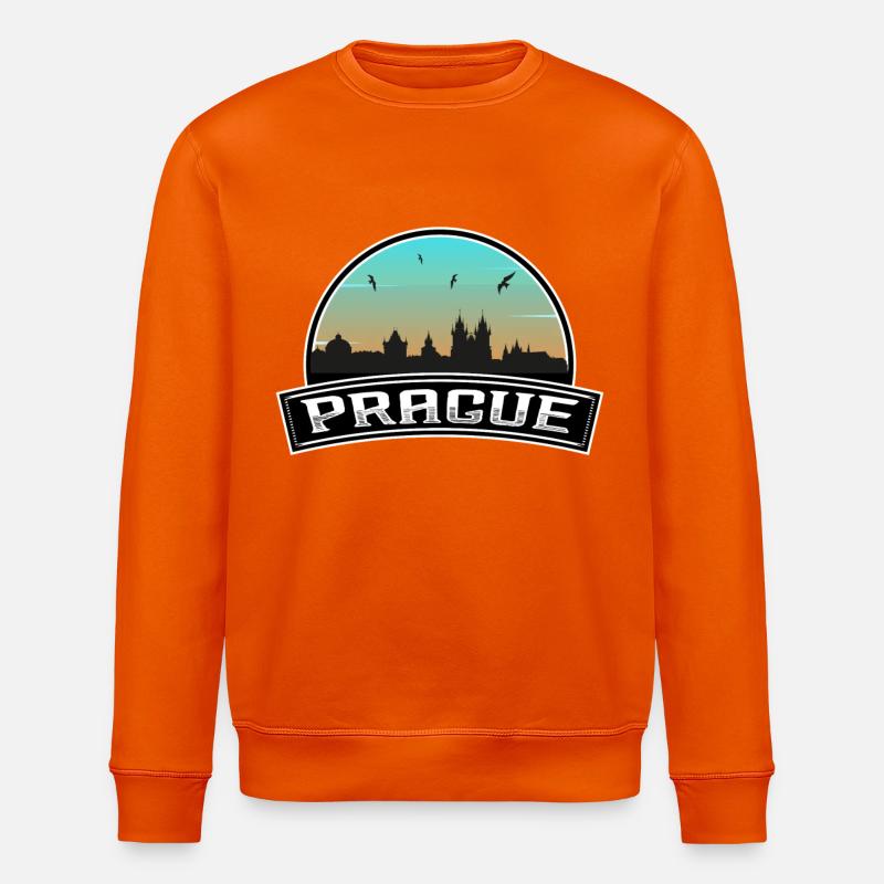 Prag Tschechien Skyline Tschechisches Souvenir - Stanley/Stella Unisex Bio-Sweatshirt ROLLER - Tieforange