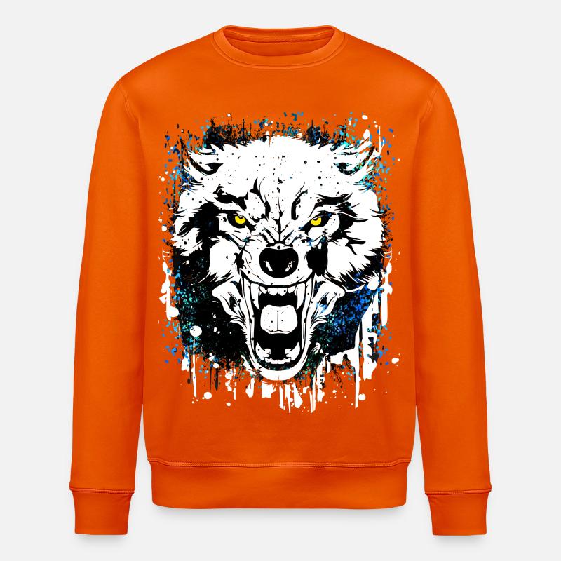 Wolf - Wölfe - Werwolf - Wolfsrudel - Vollmond - Stanley/Stella Unisex Bio-Sweatshirt ROLLER - Tieforange