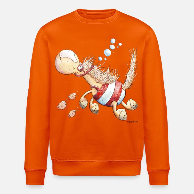Hippocampe I Wortspiel Schwimmer Pferd - Sweat bio ROLLER Stanley/Stella Unisexe - orange profond