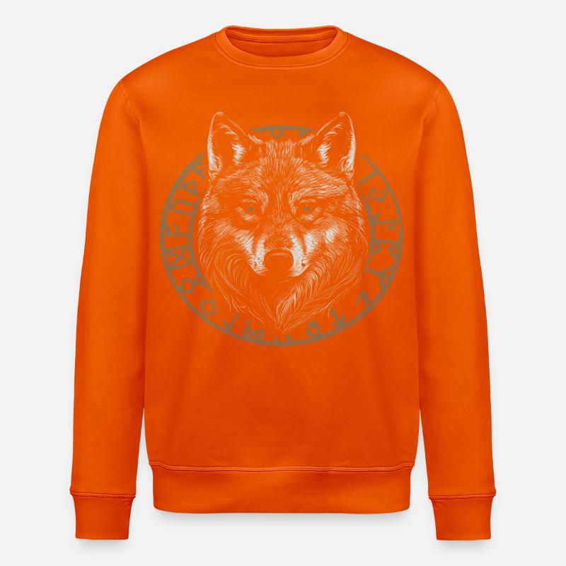 Wikinger Wolf mit Runen - Stanley/Stella Unisex Bio-Sweatshirt ROLLER - Tieforange