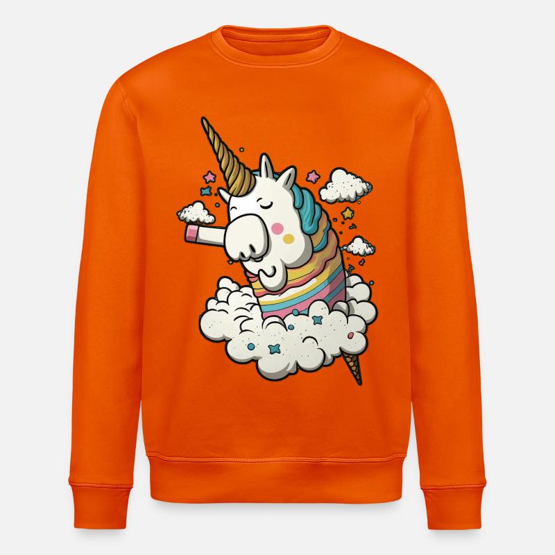 Verträumtes Phantasieeinhorn auf einer Wolke - Stanley/Stella Unisex Bio-Sweatshirt ROLLER - Tieforange