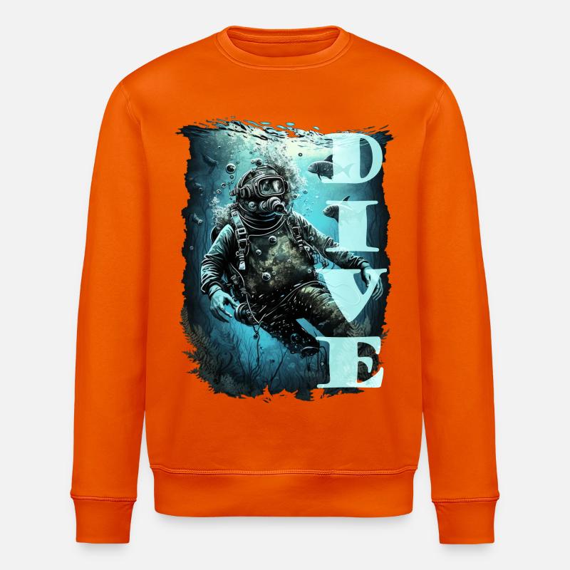 Plongeur avec poisson et lettrage - Sweat bio ROLLER Stanley/Stella Unisexe - orange profond