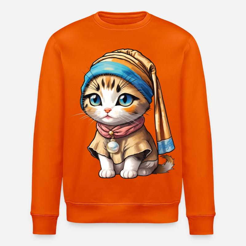 Kätzchen mit Perle - Stanley/Stella Unisex Bio-Sweatshirt ROLLER - Tieforange