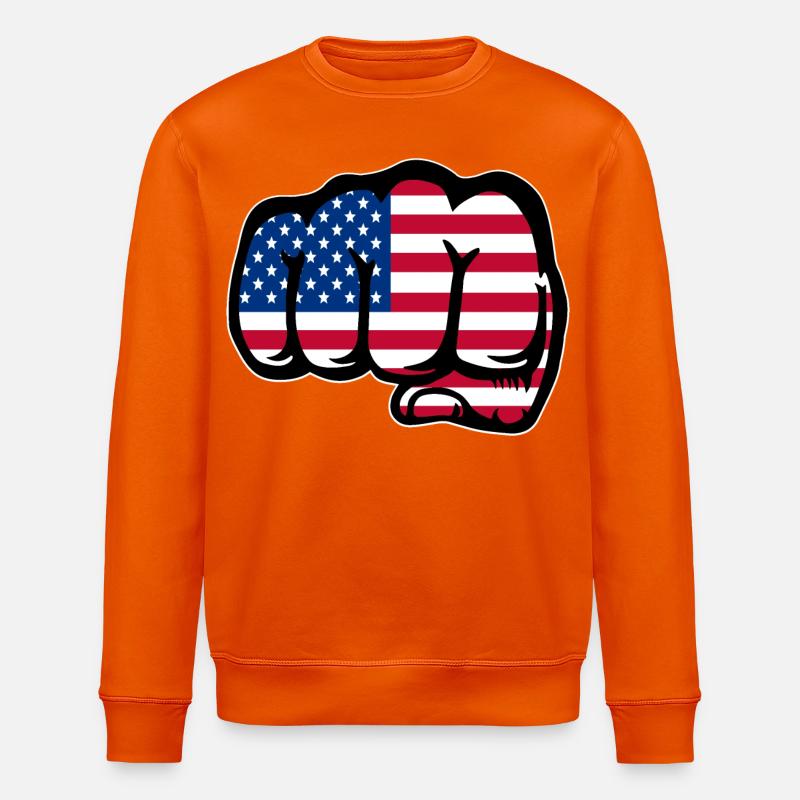 USA Flagge Hand Faust - Stanley/Stella Unisex Bio-Sweatshirt ROLLER - Tieforange