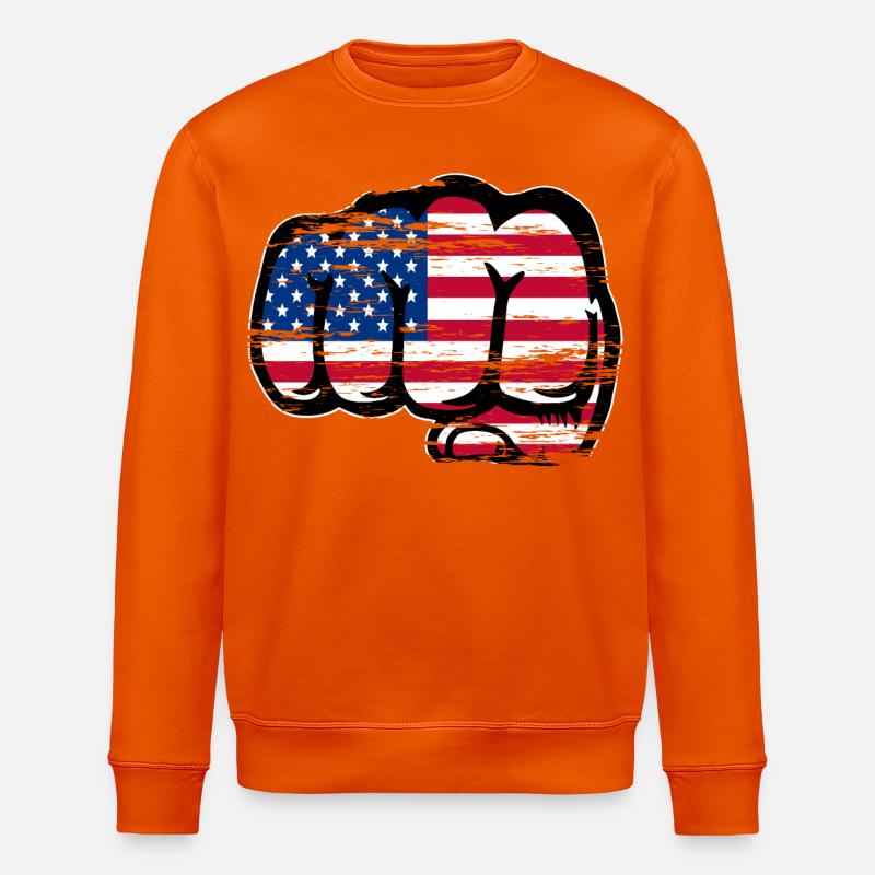 USA Flagge Hand Faust used - Stanley/Stella Unisex Bio-Sweatshirt ROLLER - Tieforange