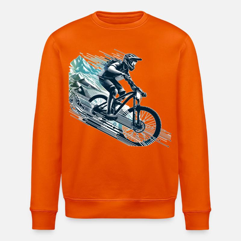 MTB Mountainbiking Downhill Geschenk - Stanley/Stella Unisex Bio-Sweatshirt ROLLER - Tieforange