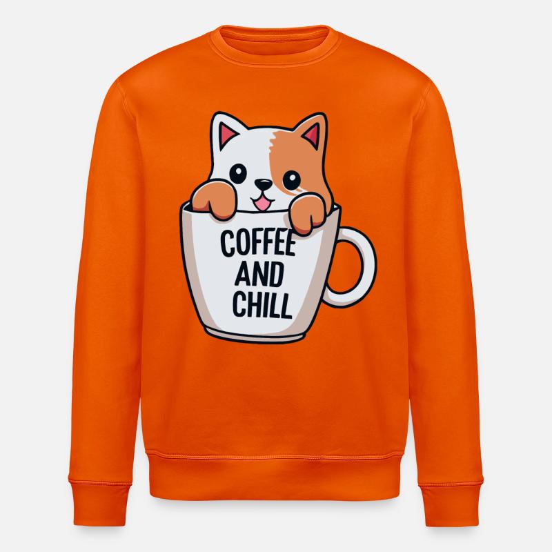 Süße Katze im Kaffeebecher-Design - Stanley/Stella Unisex Bio-Sweatshirt ROLLER - Tieforange