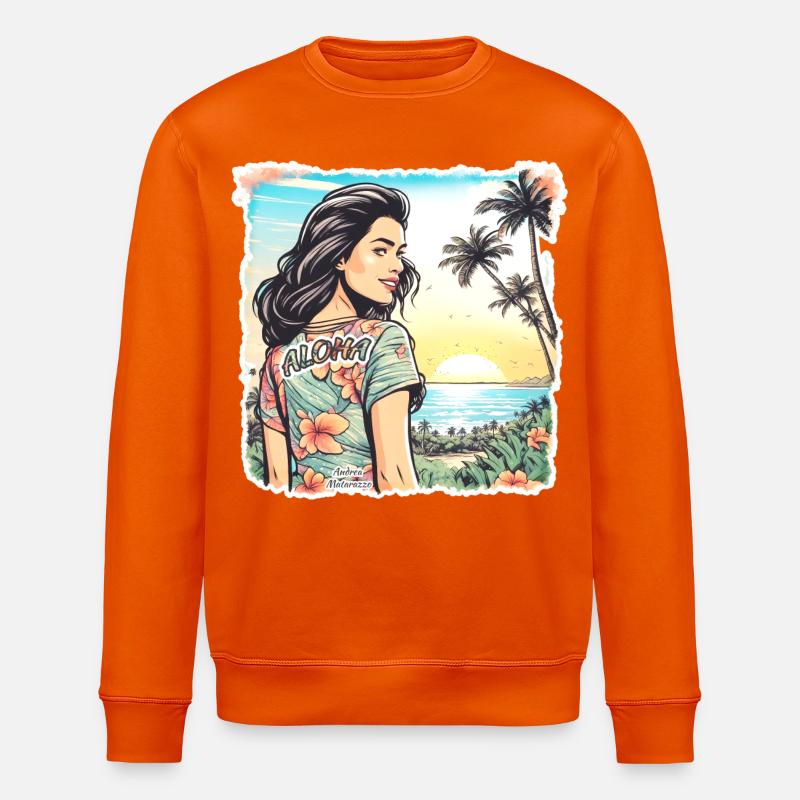 Aloha Mädchen - Stanley/Stella Unisex Bio-Sweatshirt ROLLER - Tieforange