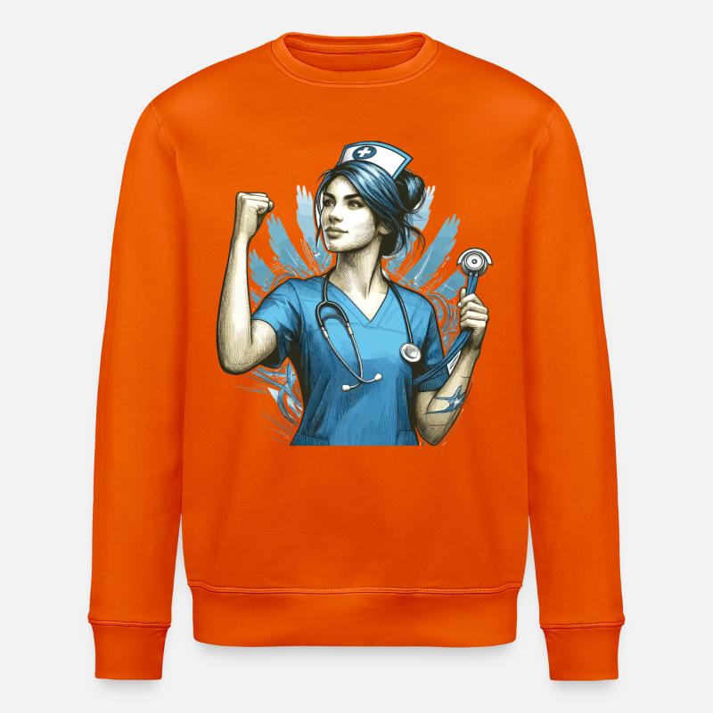 Krankenschwester Siegespose Geschenk - Stanley/Stella Unisex Bio-Sweatshirt ROLLER - Tieforange