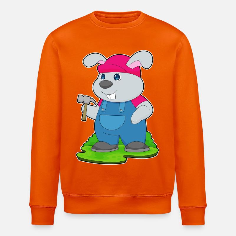 Rabbit Carpenter Hammer - Stanley/Stella ROLLER Unisex Organic Sweatshirt - bright orange