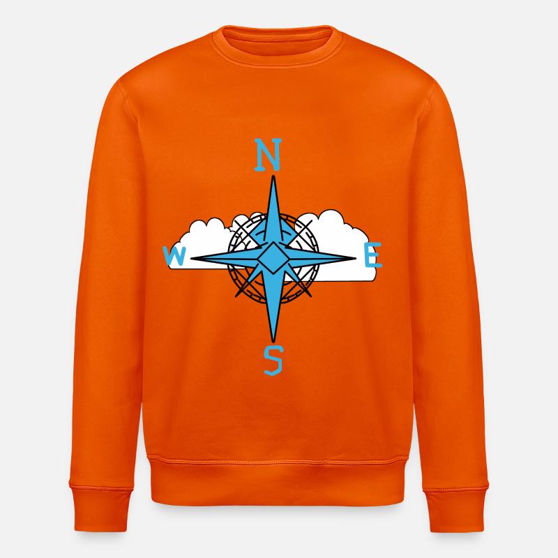 Windrose maritim Kompass Wolke - Stanley/Stella Unisex Bio-Sweatshirt ROLLER - Tieforange