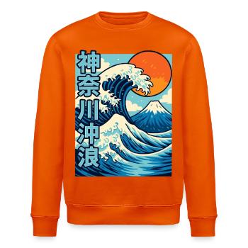 Große Welle Kanagawa Comic Stil - Stanley/Stella Unisex Bio-Sweatshirt ROLLER - Tieforange - Vorne - Nik (191cm)