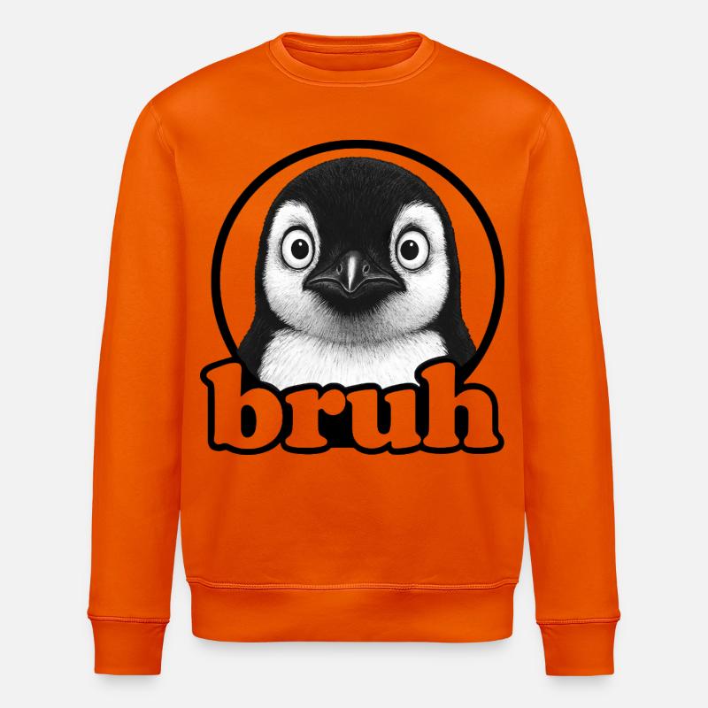 Lustiger Pinguin Meme überraschter Humor - Stanley/Stella Unisex Bio-Sweatshirt ROLLER - Tieforange