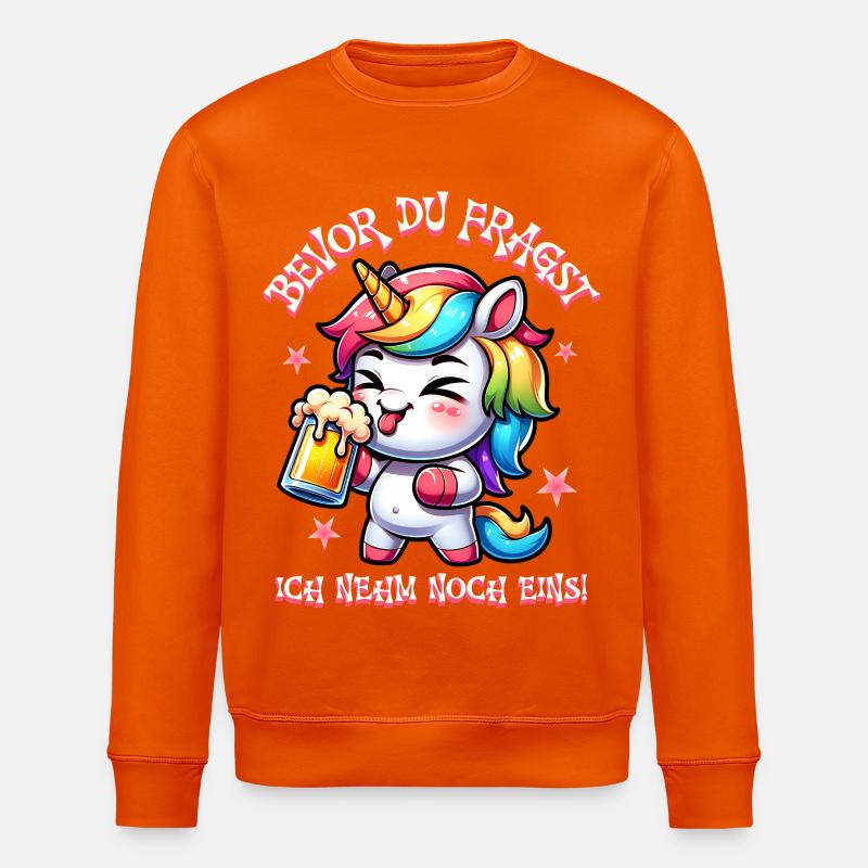Buntes Einhorn Bier Feier - Stanley/Stella Unisex Bio-Sweatshirt ROLLER - Tieforange