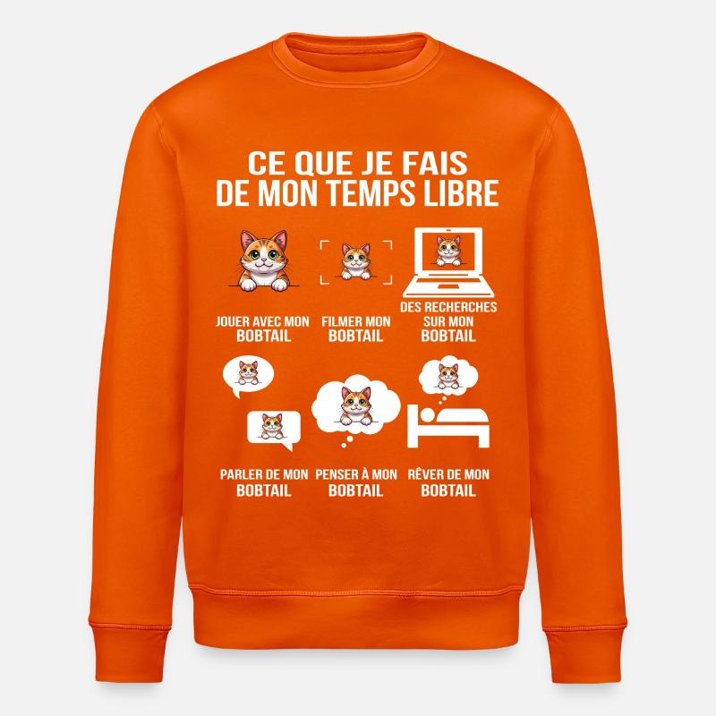 Humorvolles Bobtail-Katzen-Design - Stanley/Stella Unisex Bio-Sweatshirt ROLLER - Tieforange