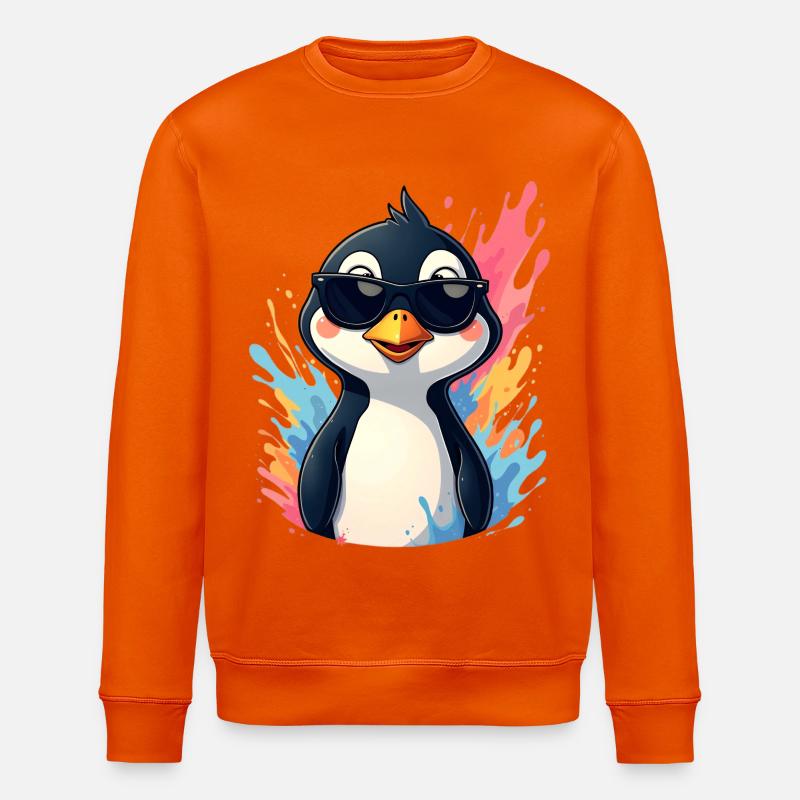 Cool Pingu mit Sonnenbrille - Stanley/Stella Unisex Bio-Sweatshirt ROLLER - Tieforange