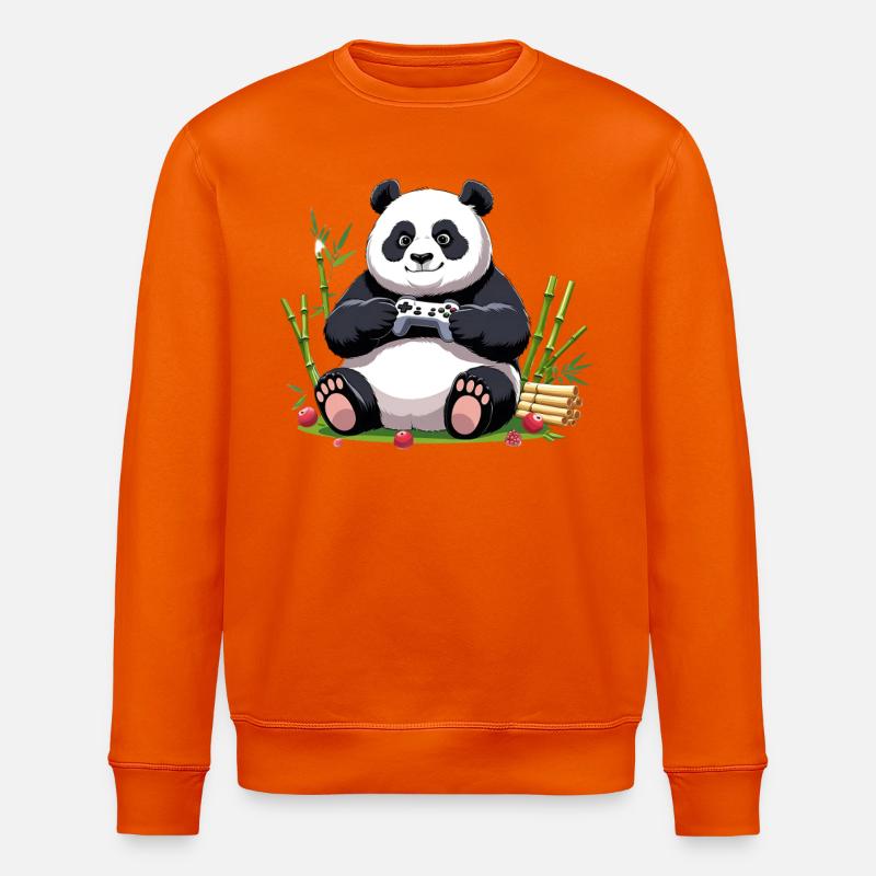 Niedlicher Panda mit Gaming-Controller - Stanley/Stella Unisex Bio-Sweatshirt ROLLER - Tieforange