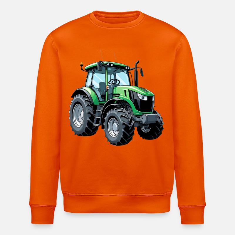 Grüner Traktor mit moderner Ästhetik - Stanley/Stella Unisex Bio-Sweatshirt ROLLER - Tieforange