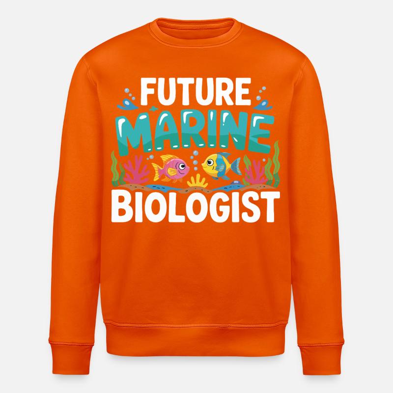 Future Marine Biologist with Fish - Stanley/Stella ROLLER Unisex Organic Sweatshirt - bright orange