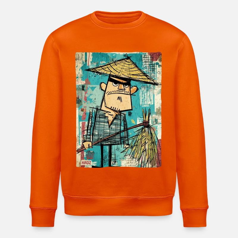 Graffiti Samurai mit Besen - Stanley/Stella Unisex Bio-Sweatshirt ROLLER - Tieforange