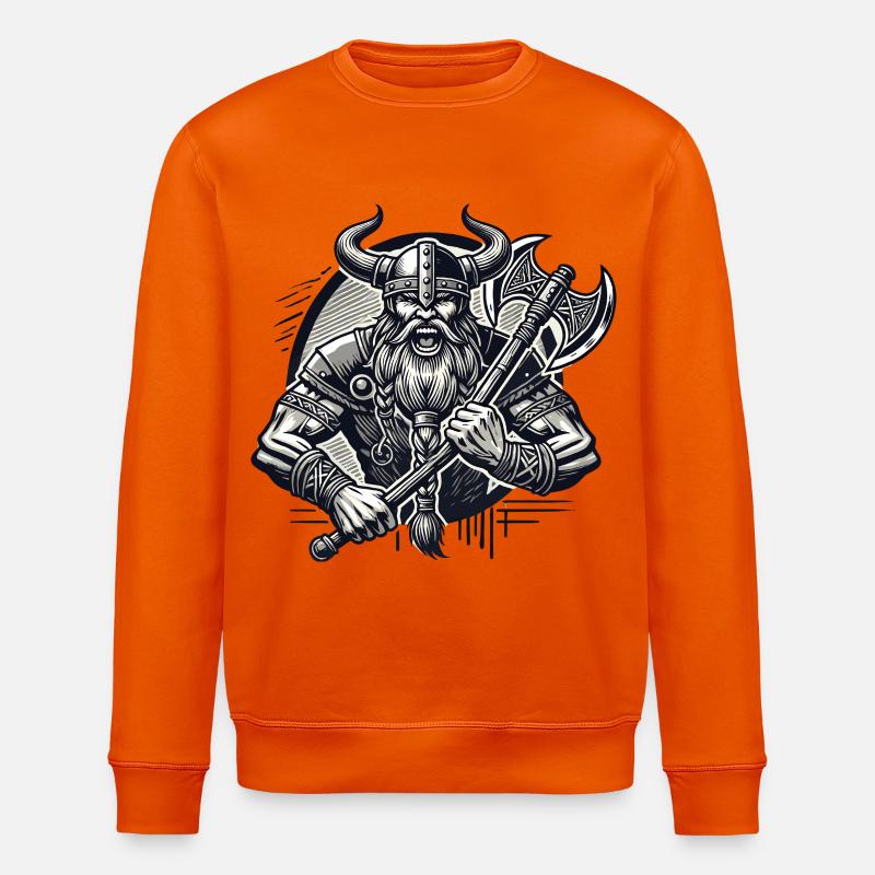 Krieger mit Axt und Hornhelm - Stanley/Stella Unisex Bio-Sweatshirt ROLLER - Tieforange