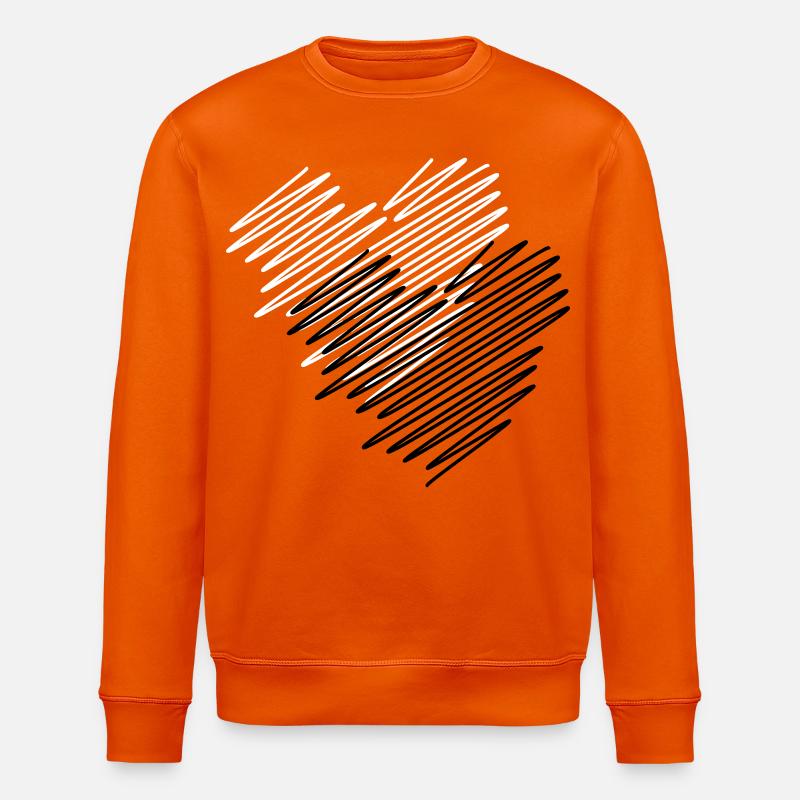Two Hearts Scribble - Stanley/Stella ROLLER Unisex Organic Sweatshirt - bright orange