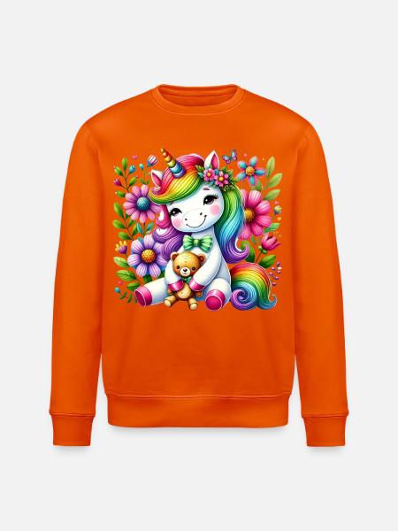 Regenbogen Einhorn Blumentraum - Stanley/Stella Unisex Bio-Sweatshirt ROLLER - Tieforange