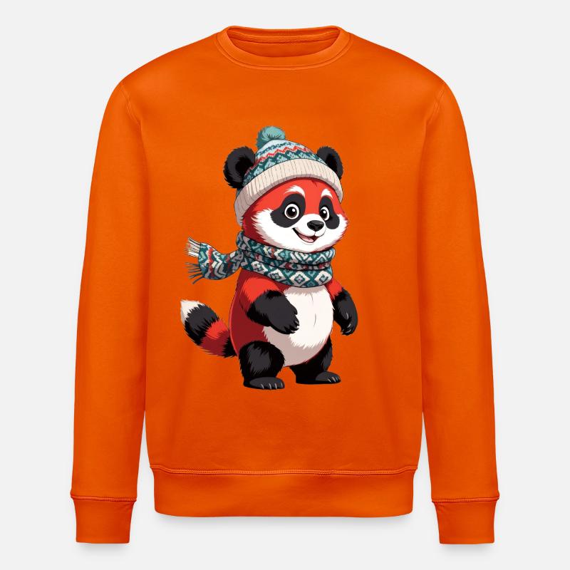 Panda d’hiver avec chapeau et écharpe - Sweat bio ROLLER Stanley/Stella Unisexe - orange profond
