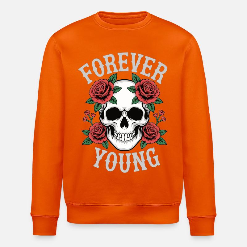 Roses de crâne éternellement jeunes - Sweat bio ROLLER Stanley/Stella Unisexe - orange profond