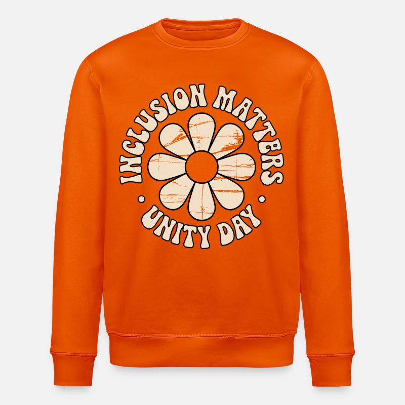 Inklusion Botschaft Retro Blumen - Stanley/Stella Unisex Bio-Sweatshirt ROLLER - Tieforange