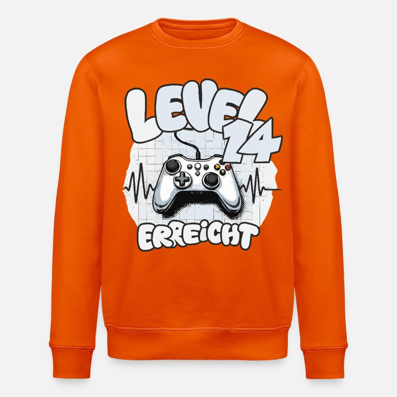 Level 14 erreicht Controller Joypad Herzschlag  - Stanley/Stella Unisex Bio-Sweatshirt ROLLER - Tieforange