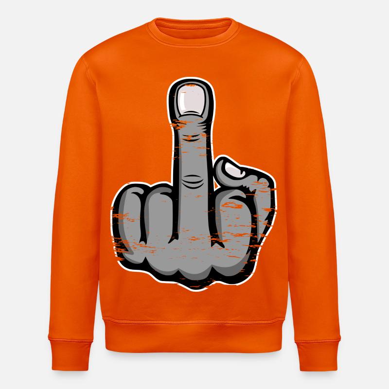 Mittelfinger Stinkefinger Design Grau used - Stanley/Stella Unisex Bio-Sweatshirt ROLLER - Tieforange