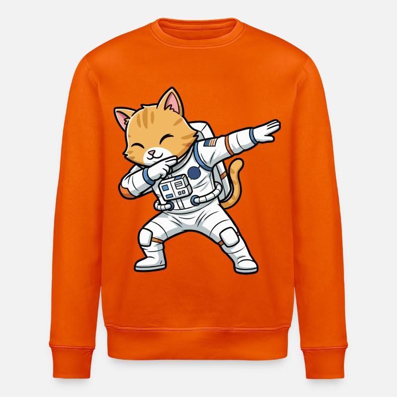 Astronauten Katzen Dab - Stanley/Stella Unisex Bio-Sweatshirt ROLLER - Tieforange