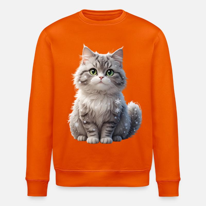 Winterfluff Katze mit Schneeflocken - Stanley/Stella Unisex Bio-Sweatshirt ROLLER - Tieforange