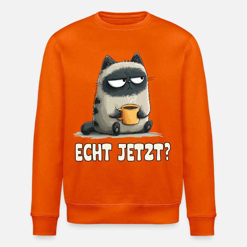Grummelkatze mit Kaffee - Stanley/Stella Unisex Bio-Sweatshirt ROLLER - Tieforange