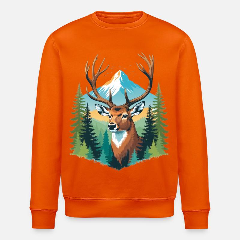Hirsch im Bergwald - Stanley/Stella Unisex Bio-Sweatshirt ROLLER - Tieforange