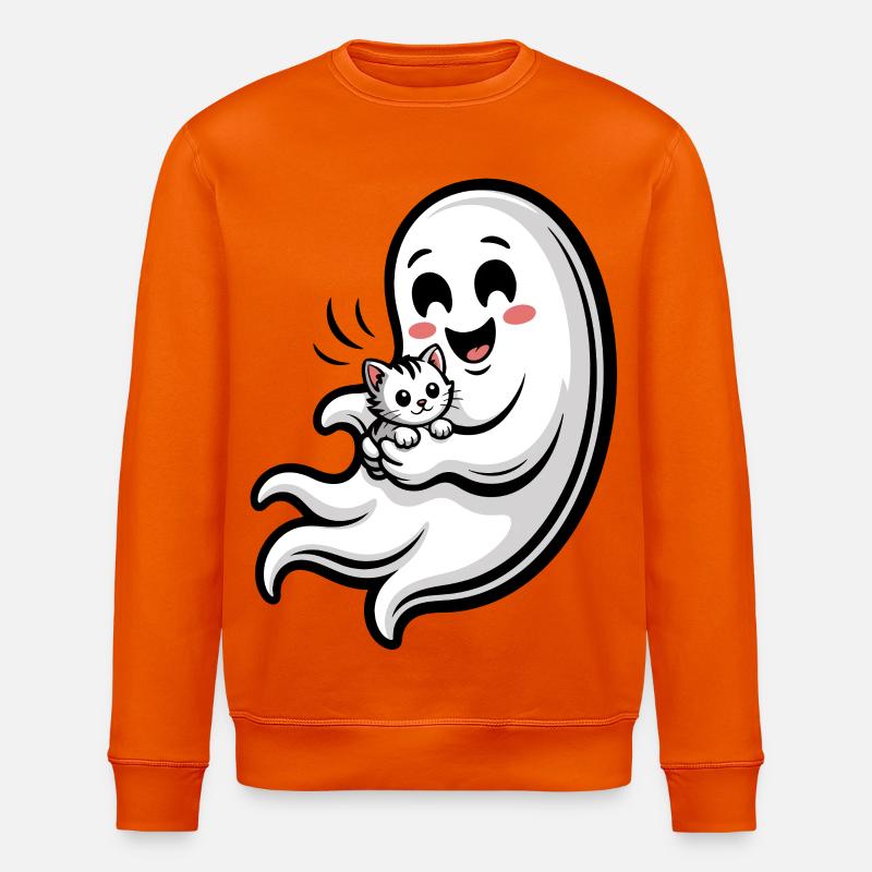 Kuscheliger Geist mit Katze - Stanley/Stella Unisex Bio-Sweatshirt ROLLER - Tieforange